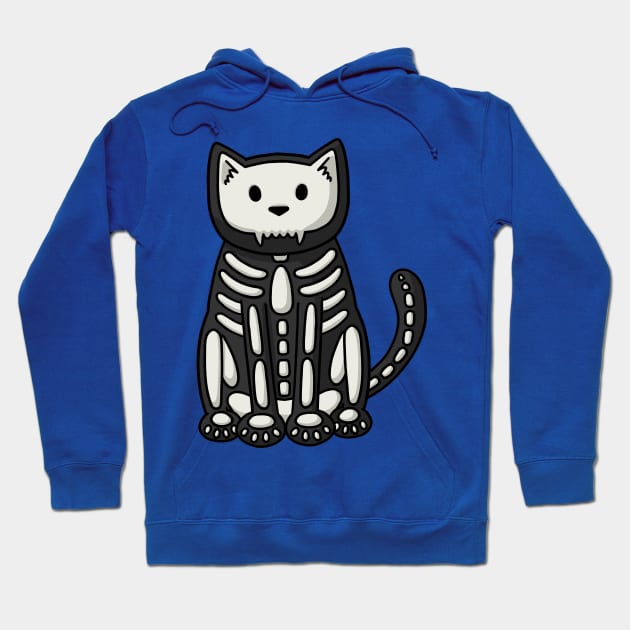 Halloween Skeleton Cat Hoodie by Doodlecats 